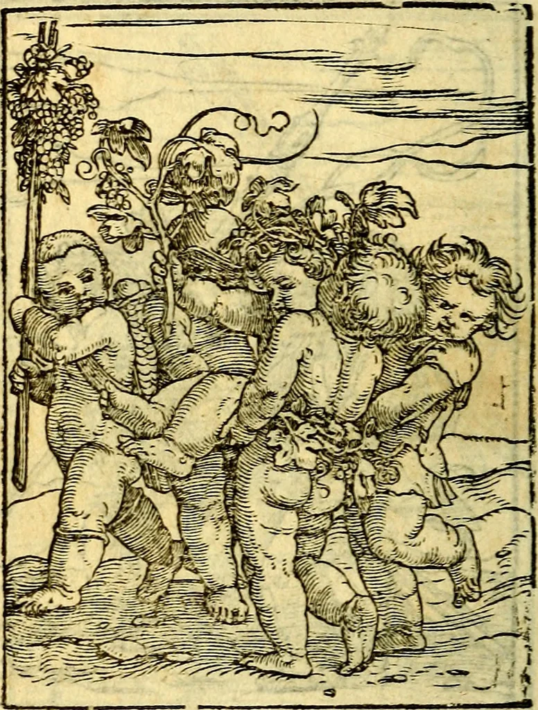 An illustration from Simolachri, historie, e figure de la morte. La medicina de l'anima [di Urbanus Rhegius] Il modo, e la via di consolar gl'infermi. Un sermone di San Cipriano, de la mortalità. Due orationi, l'una à Dio, e l'altra à Christo. Un sermone di D. Giovan Chrisostomo, che ci essorta à patienza. Aiuntovi de novo molte figure mai più stampate, 1549, leaf 115