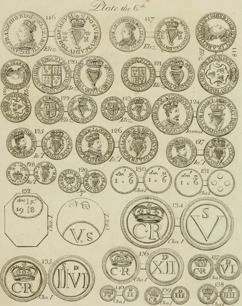An illustration from Simon's Essay on Irish coins, and of the currency of foreign monies in Ireland; with Mr. Snelling's supplement, 1810, leaf 204