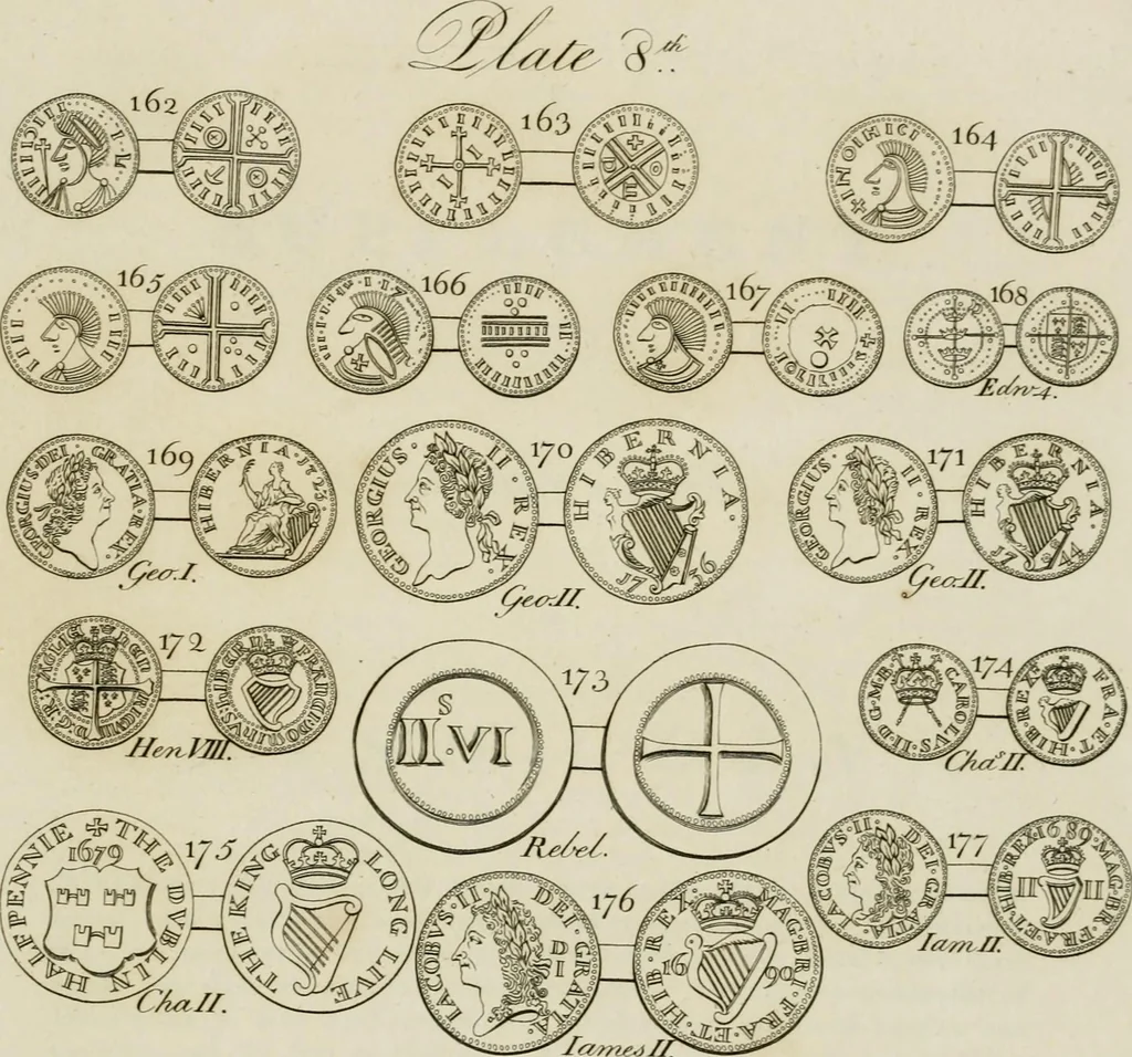 An illustration from Simon's Essay on Irish coins, and of the currency of foreign monies in Ireland; with Mr. Snelling's supplement, 1810, leaf 208