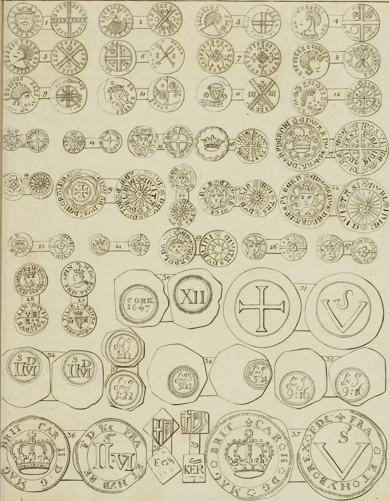 An illustration from Simon's Essay on Irish coins, and of the currency of foreign monies in Ireland; with Mr. Snelling's supplement, 1810, leaf 218