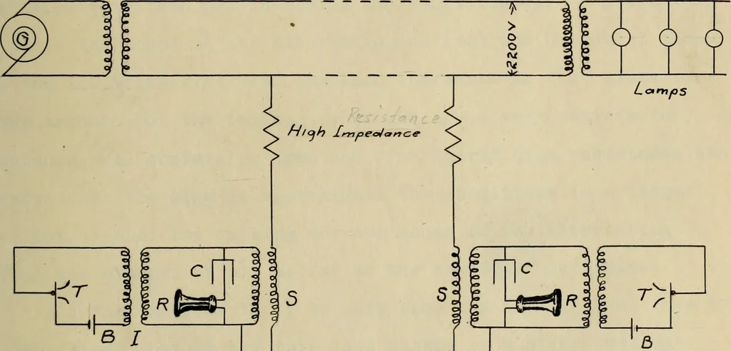 An illustration from Simultaneous telephony and power transmission over the same wires, 1906, leaf 24