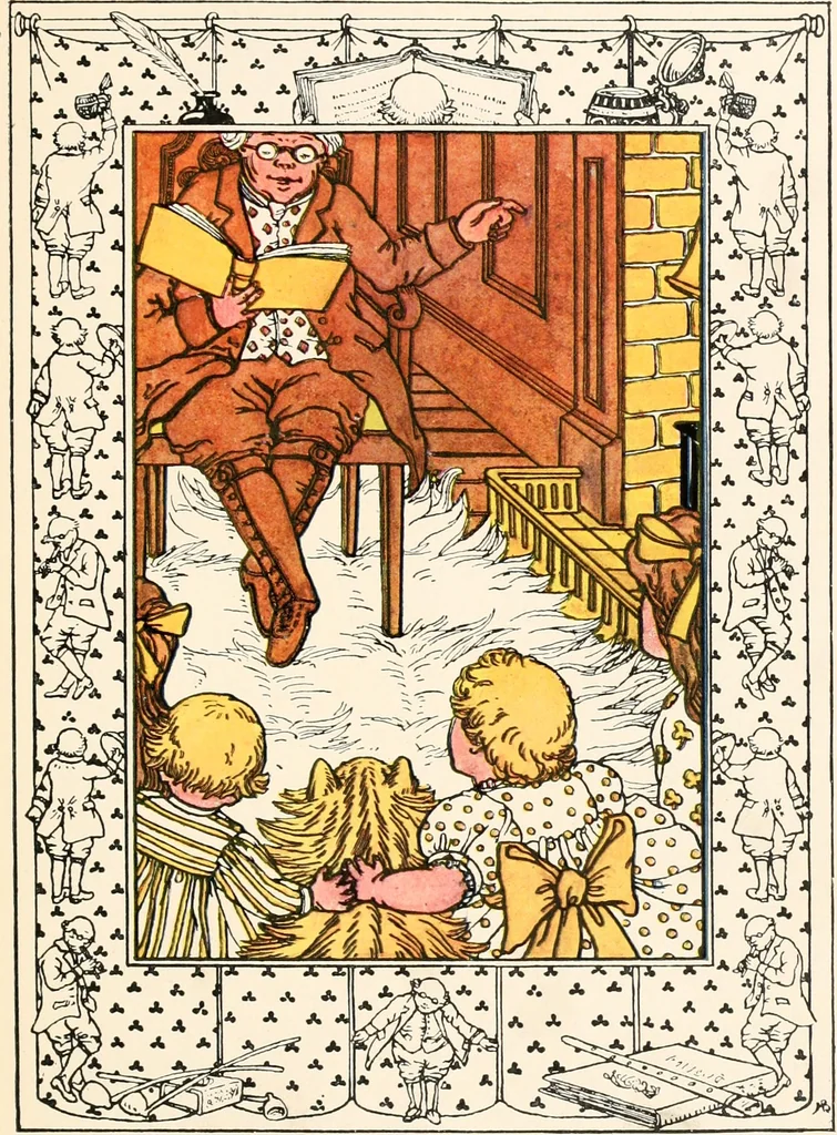 An illustration from The singing circle; a picture book of action songs, other songs, and dances, 1911, leaf 28