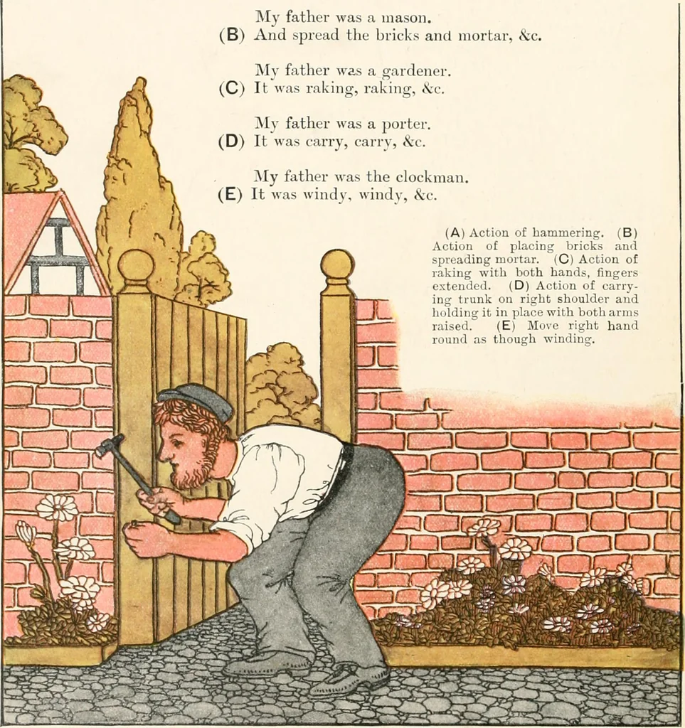 An illustration from The singing circle; a picture book of action songs, other songs, and dances, 1911, leaf 37