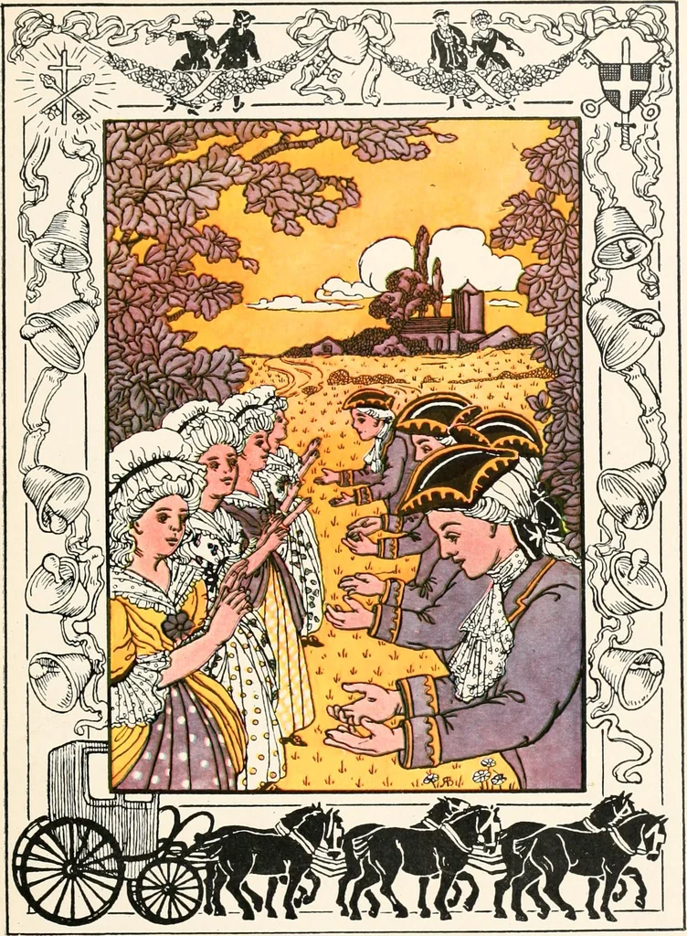 An illustration from The singing circle; a picture book of action songs, other songs, and dances, 1911, leaf 42