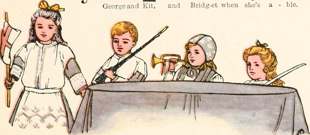 An illustration from The singing circle; a picture book of action songs, other songs, and dances, 1911, leaf 64