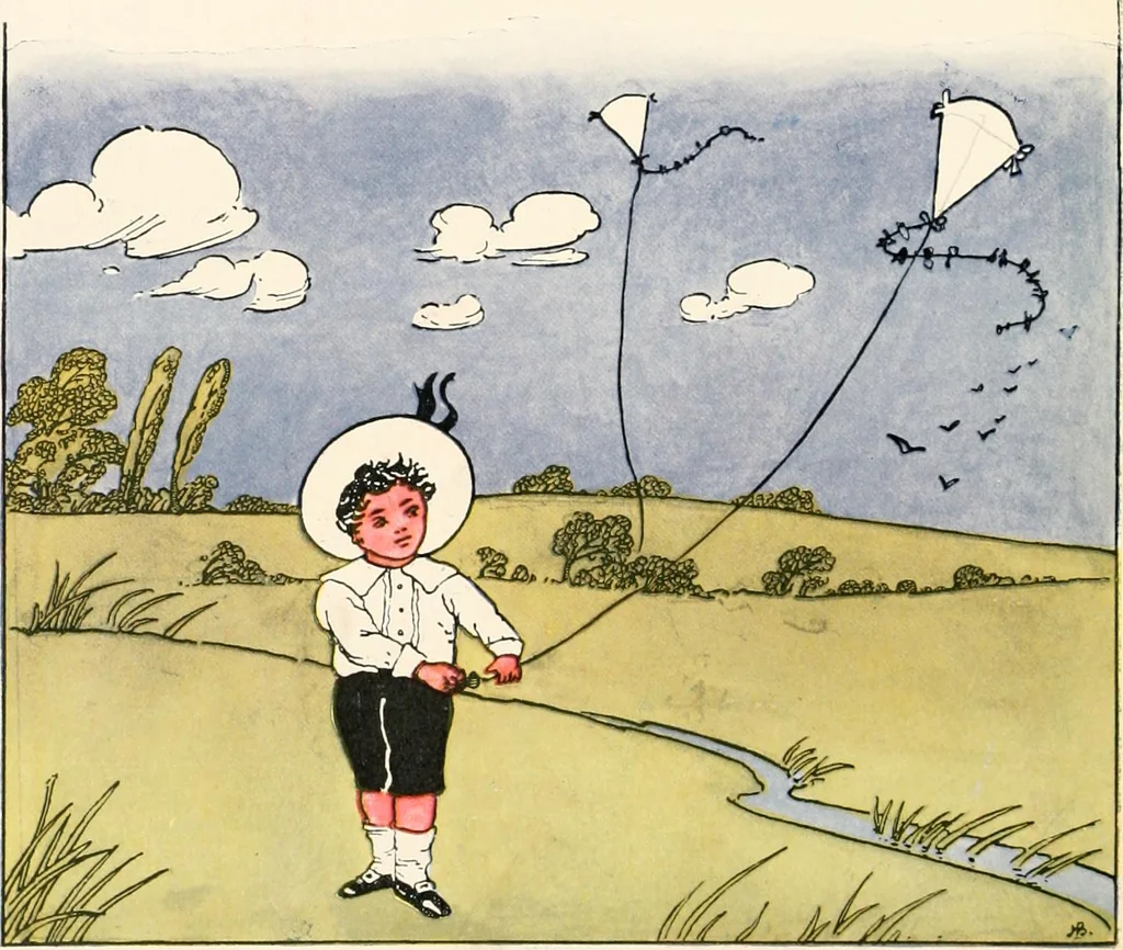 An illustration from The singing circle; a picture book of action songs, other songs, and dances, 1911, leaf 75