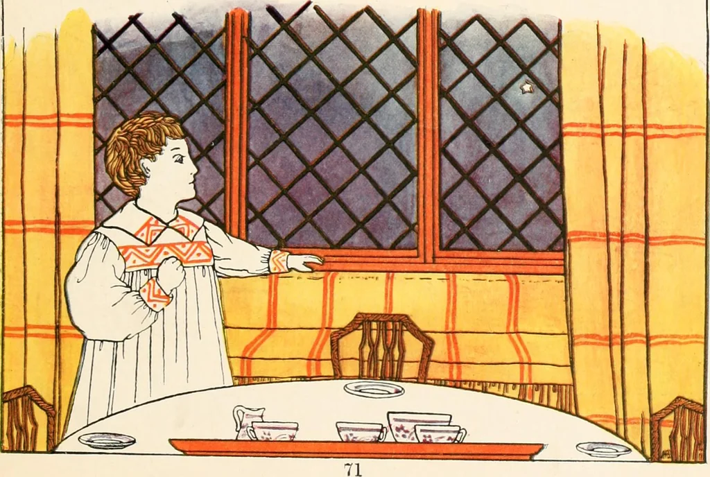 An illustration from The singing circle; a picture book of action songs, other songs, and dances, 1911, leaf 76