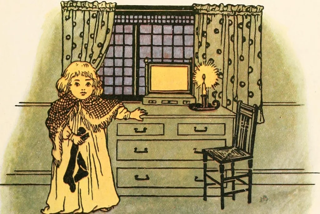 An illustration from The singing circle; a picture book of action songs, other songs, and dances, 1911, leaf 80