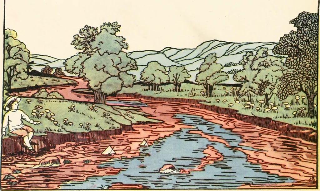 An illustration from The singing circle; a picture book of action songs, other songs, and dances, 1911, leaf 81
