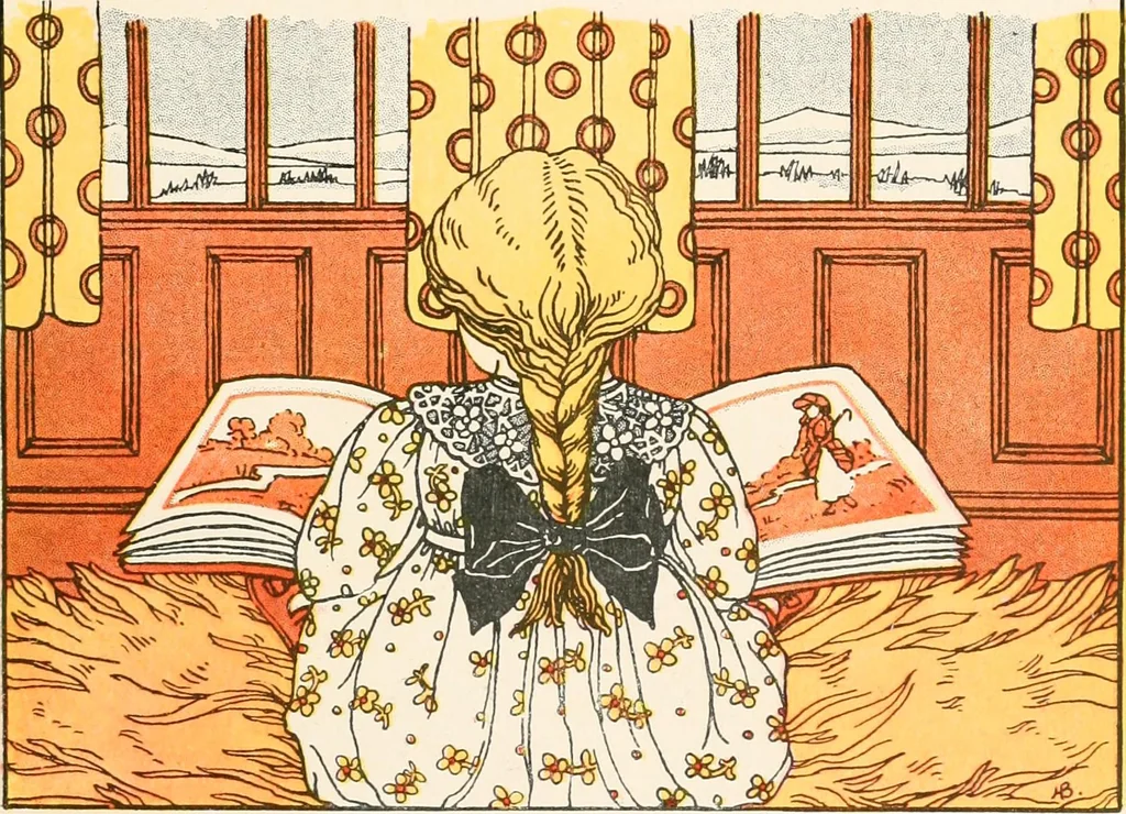 An illustration from The singing circle; a picture book of action songs, other songs, and dances, 1911, leaf 82