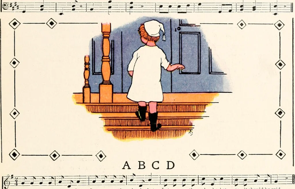 An illustration from The singing circle; a picture book of action songs, other songs, and dances, 1911, leaf 88