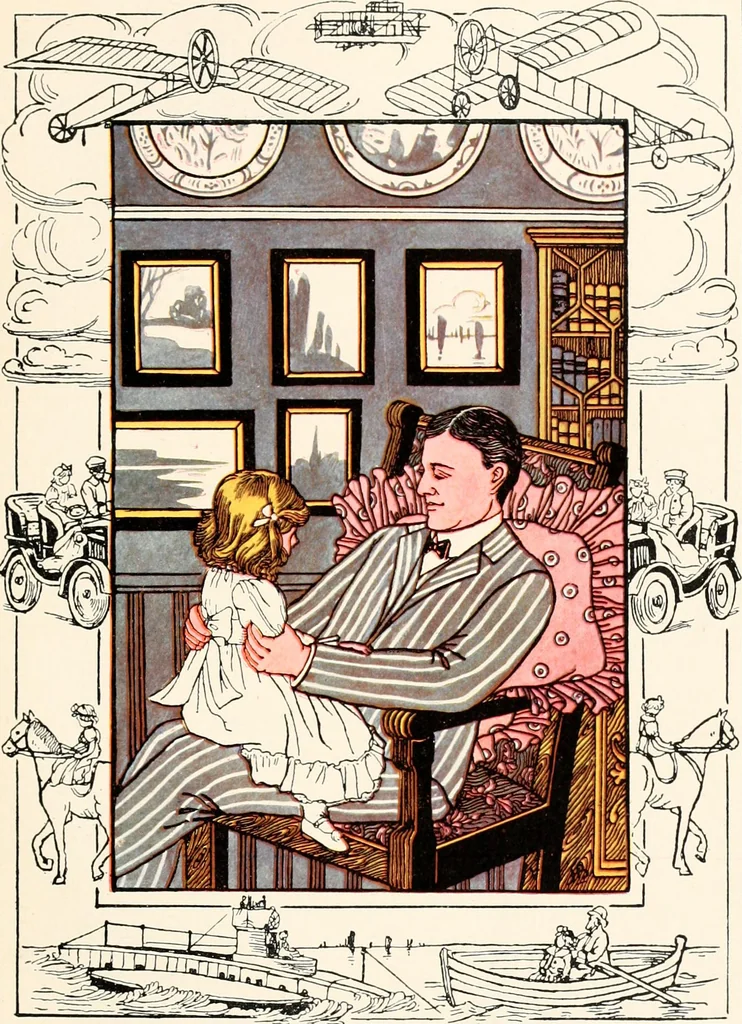 An illustration from The singing circle; a picture book of action songs, other songs, and dances, 1911, leaf 90
