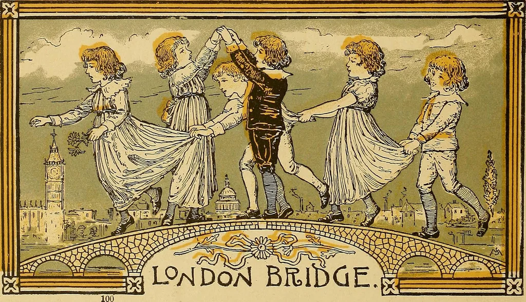An illustration from Singing games, 1890, leaf 13