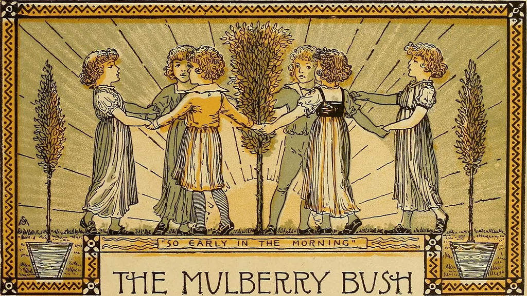 An illustration from Singing games, 1890, leaf 14