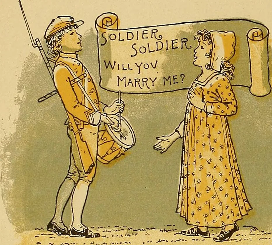 An illustration from Singing games, 1890, leaf 21