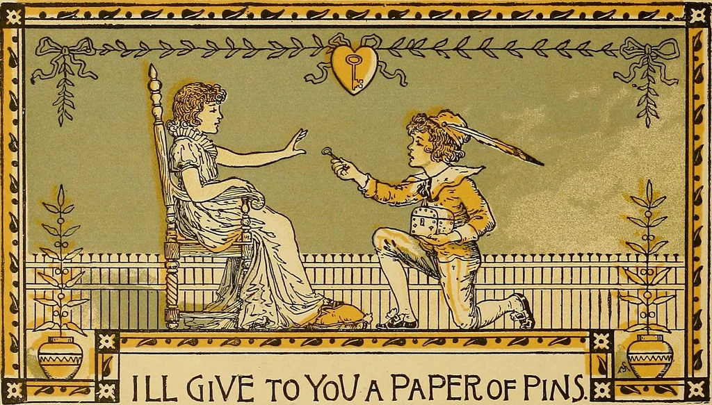 An illustration from Singing games, 1890, leaf 25