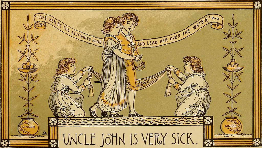 An illustration from Singing games, 1890, leaf 26