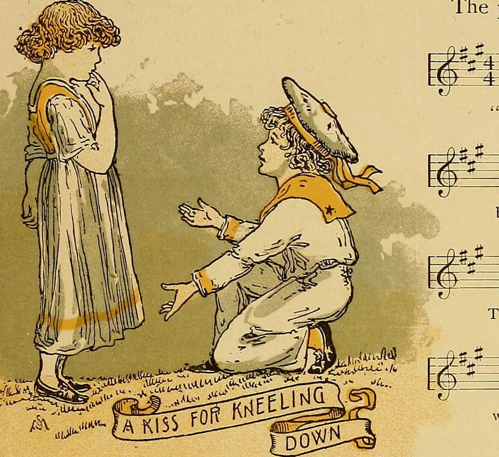 An illustration from Singing games, 1890, leaf 30