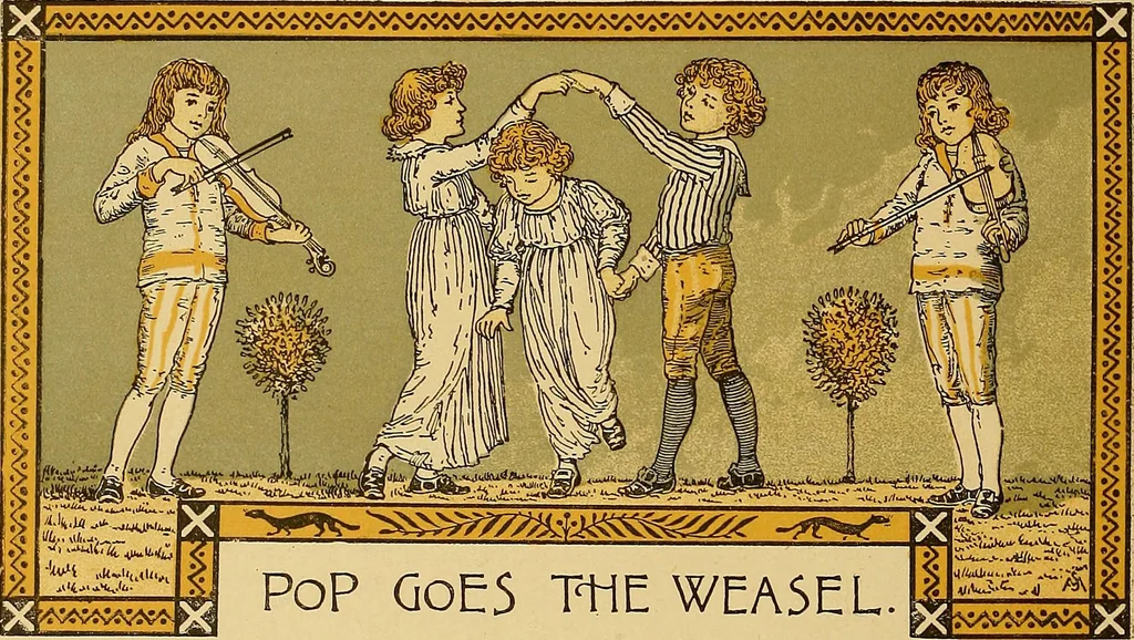 An illustration from Singing games, 1890, leaf 33