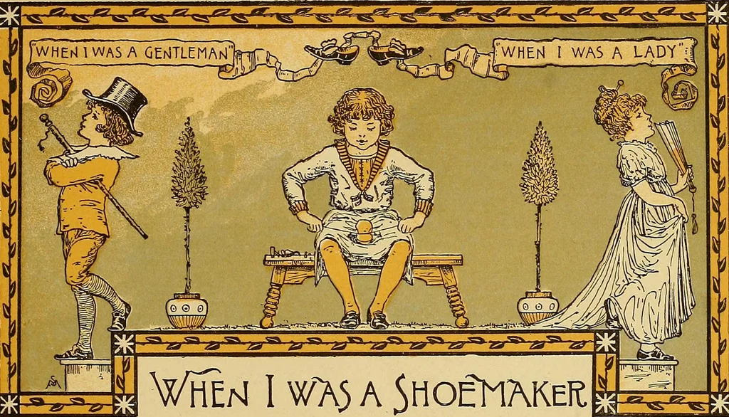 An illustration from Singing games, 1890, leaf 38