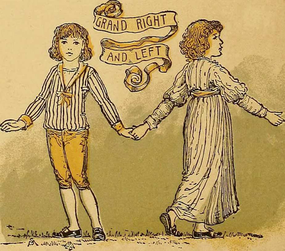 An illustration from Singing games, 1890, leaf 41