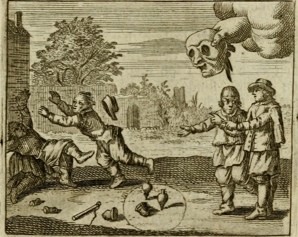 An illustration from Sinne- en minne-beelden ; Selfstryt ; Tooneel der mannelyke agtbaarheydt ; Galathea of Herderskalsgt ; Klagende maegden : en andere mengelrymen, 1779, leaf 108