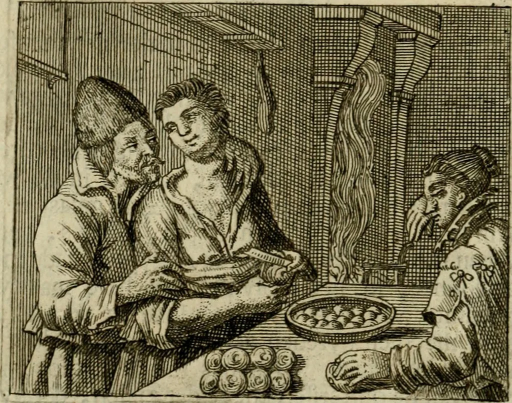 An illustration from Sinne- en minne-beelden ; Selfstryt ; Tooneel der mannelyke agtbaarheydt ; Galathea of Herderskalsgt ; Klagende maegden : en andere mengelrymen, 1779, leaf 111