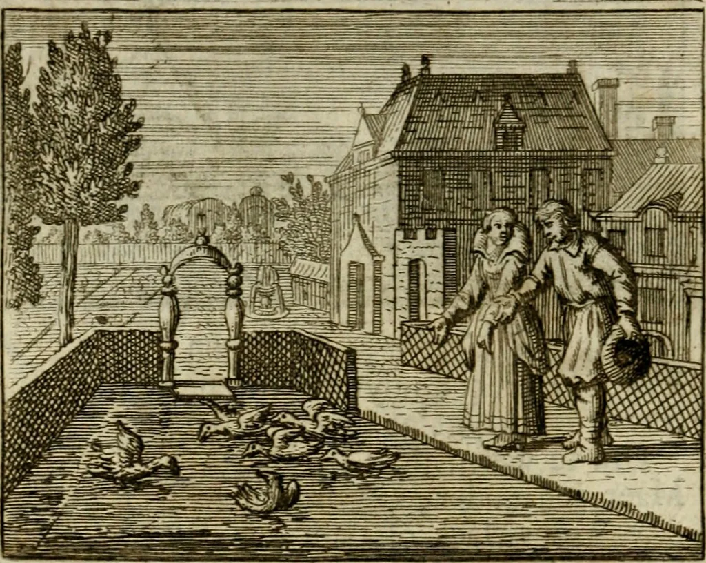 An illustration from Sinne- en minne-beelden ; Selfstryt ; Tooneel der mannelyke agtbaarheydt ; Galathea of Herderskalsgt ; Klagende maegden : en andere mengelrymen, 1779, leaf 189
