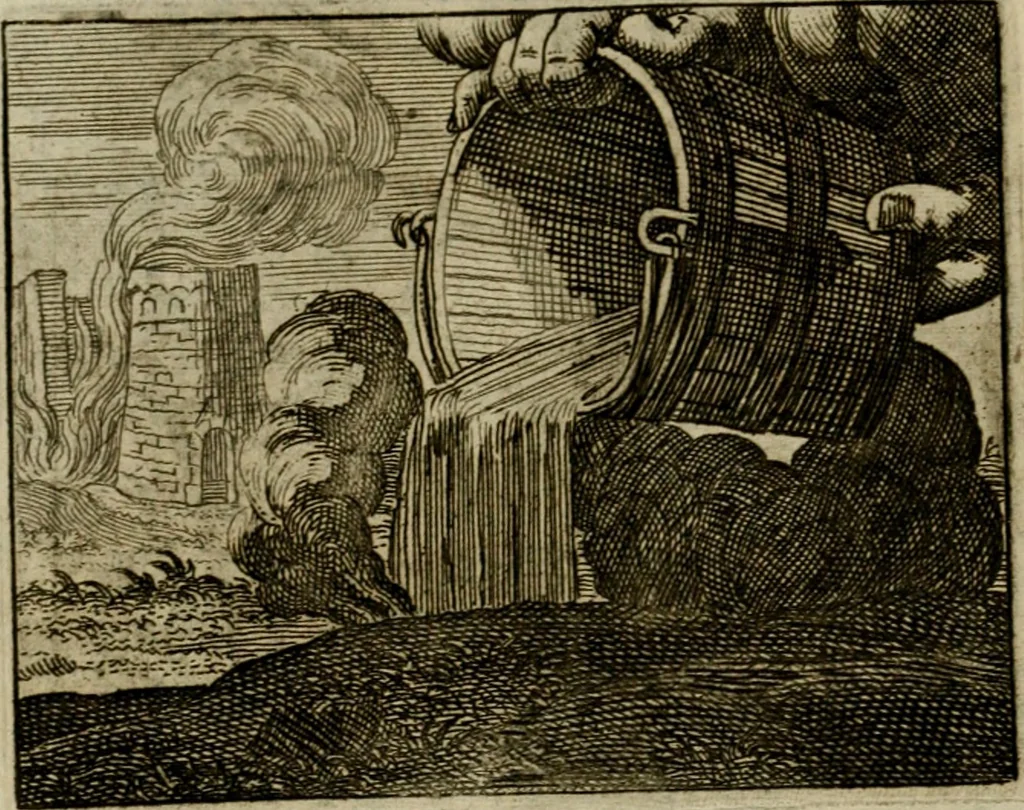 An illustration from Sinne- en minne-beelden ; Selfstryt ; Tooneel der mannelyke agtbaarheydt ; Galathea of Herderskalsgt ; Klagende maegden : en andere mengelrymen, 1779, leaf 207