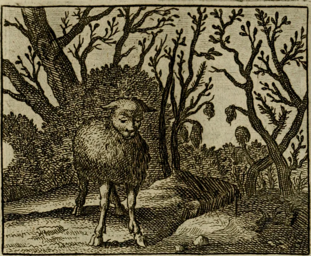 An illustration from Sinne- en minne-beelden ; Selfstryt ; Tooneel der mannelyke agtbaarheydt ; Galathea of Herderskalsgt ; Klagende maegden : en andere mengelrymen, 1779, leaf 223