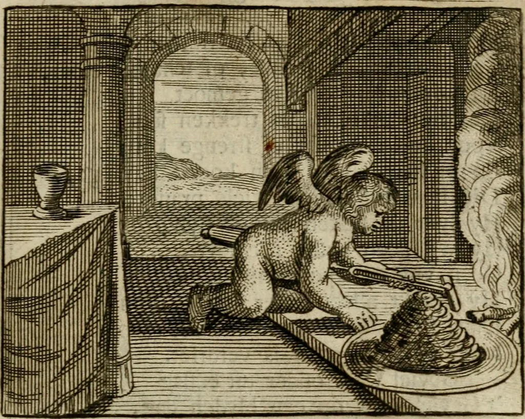 An illustration from Sinne- en minne-beelden ; Selfstryt ; Tooneel der mannelyke agtbaarheydt ; Galathea of Herderskalsgt ; Klagende maegden : en andere mengelrymen, 1779, leaf 236