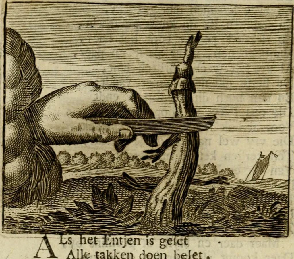 An illustration from Sinne- en minne-beelden ; Selfstryt ; Tooneel der mannelyke agtbaarheydt ; Galathea of Herderskalsgt ; Klagende maegden : en andere mengelrymen, 1779, leaf 239
