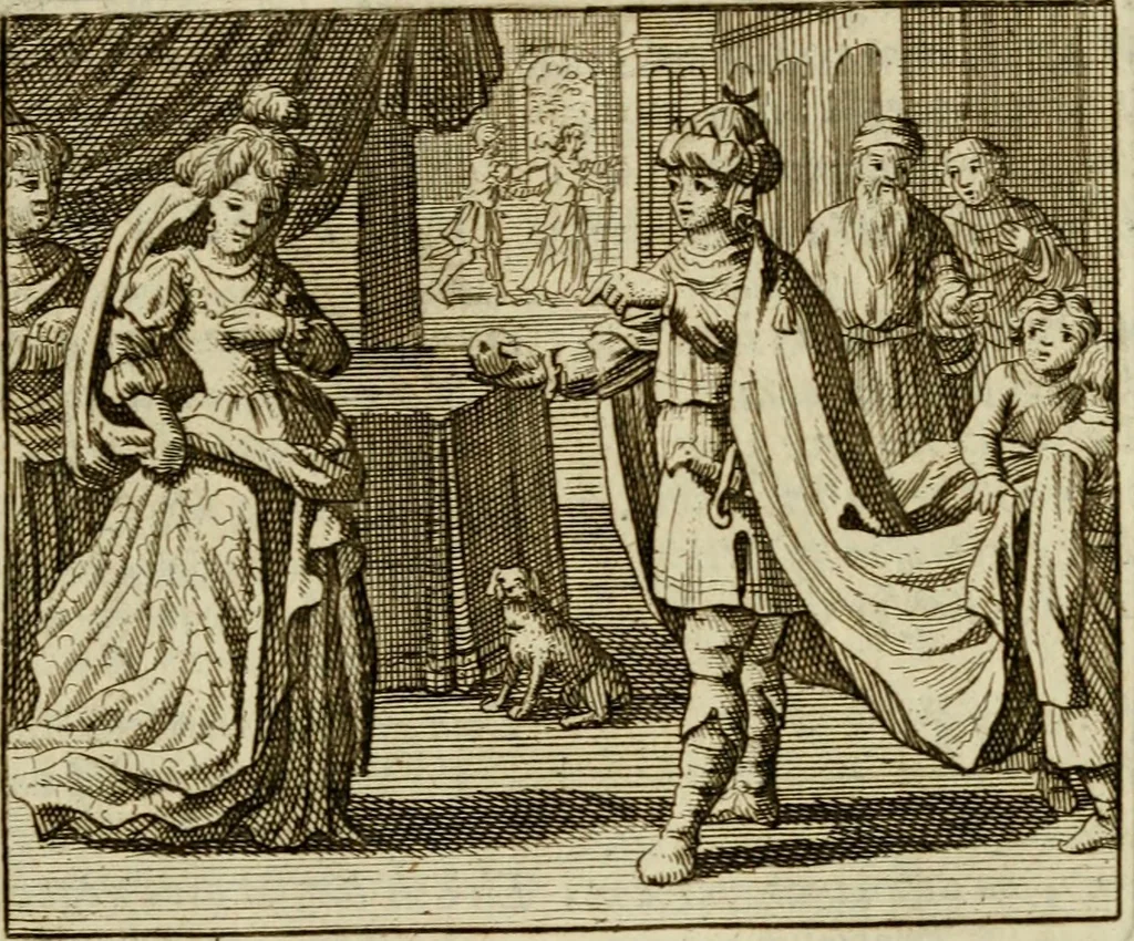 An illustration from Sinne- en minne-beelden ; Selfstryt ; Tooneel der mannelyke agtbaarheydt ; Galathea of Herderskalsgt ; Klagende maegden : en andere mengelrymen, 1779, leaf 468