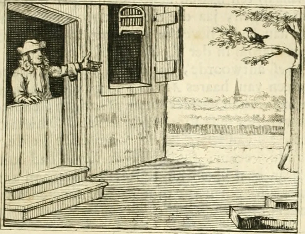 An illustration from Sinryke fabulen : verklaart en toegepast tot alderley zeede-lessen, dienstig om waargenoomen te werden in het menschelijke en burgerlijke leeven, 1685, leaf 120