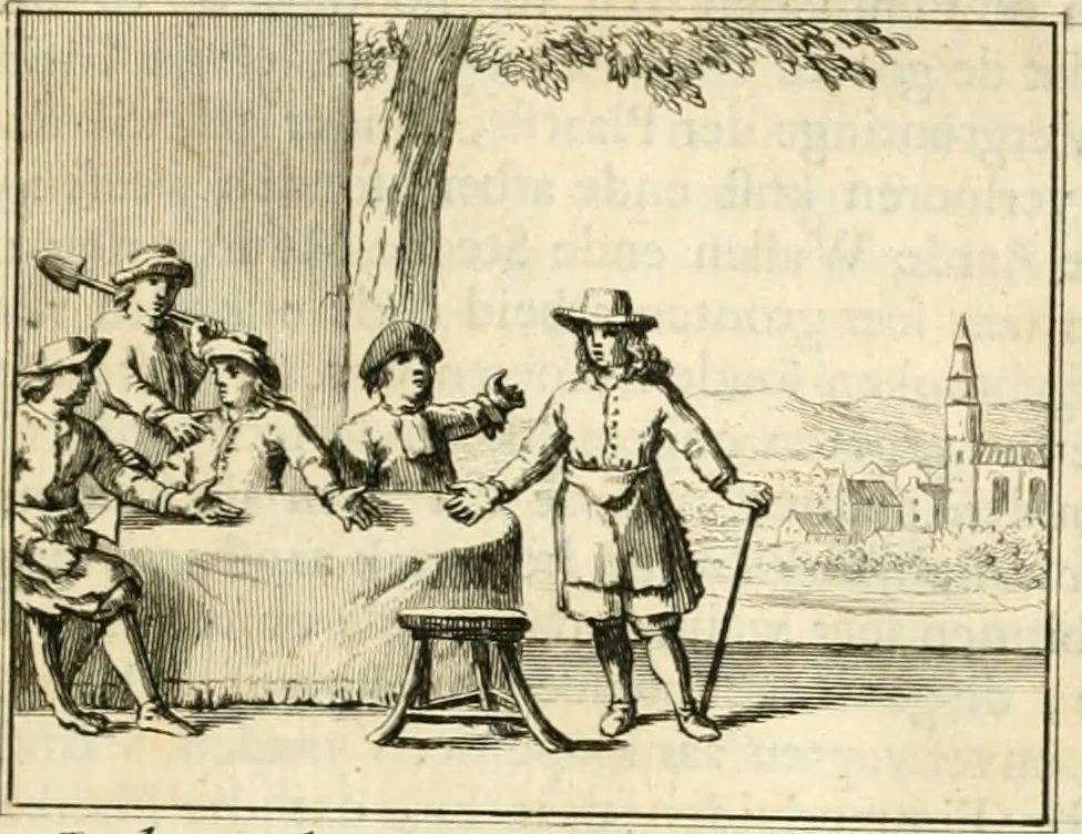 An illustration from Sinryke fabulen : verklaart en toegepast tot alderley zeede-lessen, dienstig om waargenoomen te werden in het menschelijke en burgerlijke leeven, 1685, leaf 128