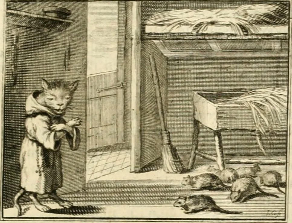An illustration from Sinryke fabulen : verklaart en toegepast tot alderley zeede-lessen, dienstig om waargenoomen te werden in het menschelijke en burgerlijke leeven, 1685, leaf 140