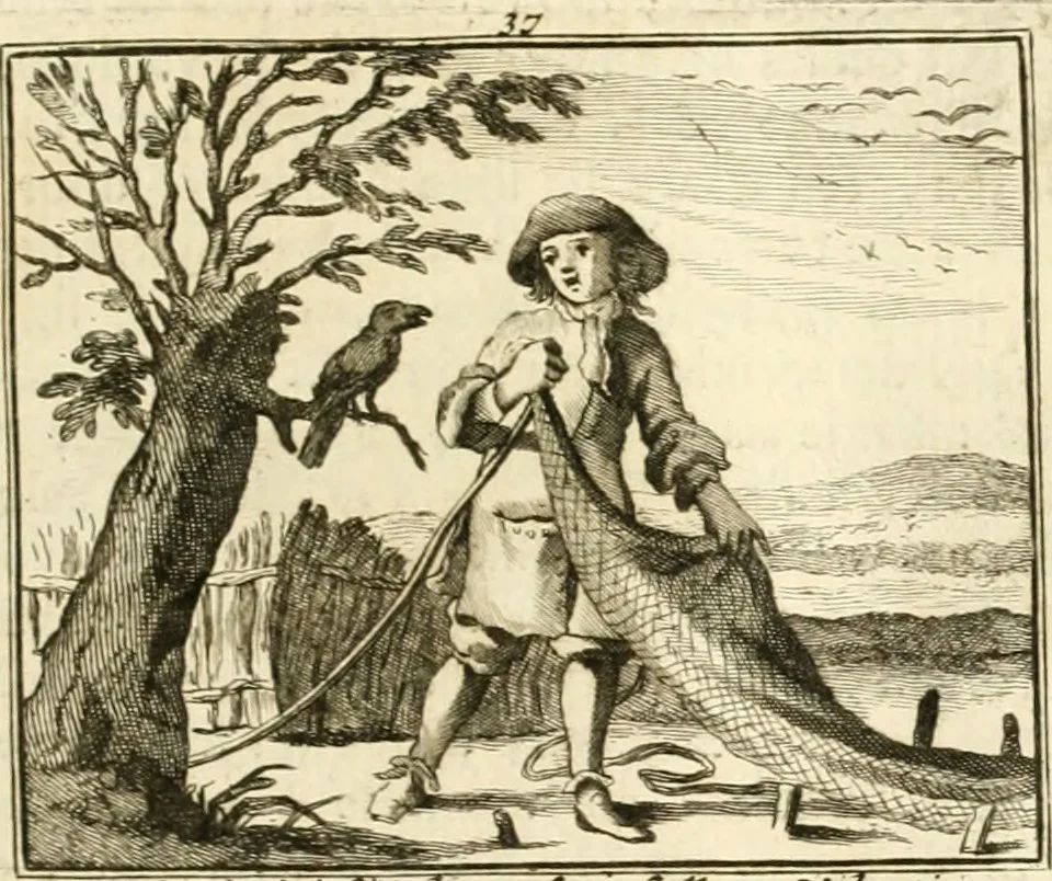 An illustration from Sinryke fabulen : verklaart en toegepast tot alderley zeede-lessen, dienstig om waargenoomen te werden in het menschelijke en burgerlijke leeven, 1685, leaf 214