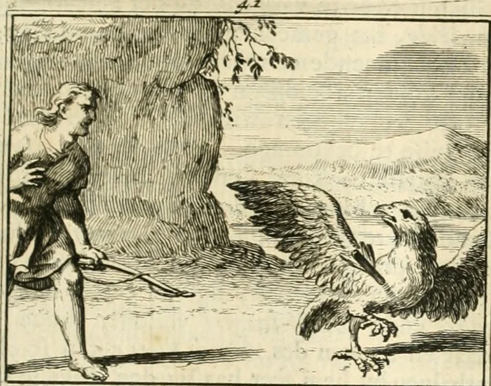 An illustration from Sinryke fabulen : verklaart en toegepast tot alderley zeede-lessen, dienstig om waargenoomen te werden in het menschelijke en burgerlijke leeven, 1685, leaf 238