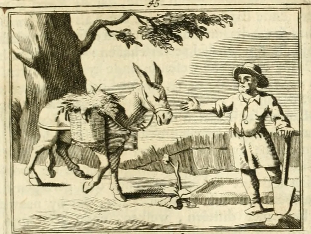 An illustration from Sinryke fabulen : verklaart en toegepast tot alderley zeede-lessen, dienstig om waargenoomen te werden in het menschelijke en burgerlijke leeven, 1685, leaf 262