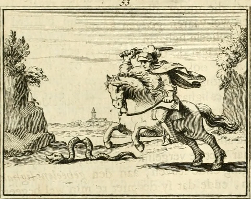 An illustration from Sinryke fabulen : verklaart en toegepast tot alderley zeede-lessen, dienstig om waargenoomen te werden in het menschelijke en burgerlijke leeven, 1685, leaf 312