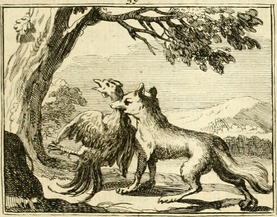 An illustration from Sinryke fabulen : verklaart en toegepast tot alderley zeede-lessen, dienstig om waargenoomen te werden in het menschelijke en burgerlijke leeven, 1685, leaf 358