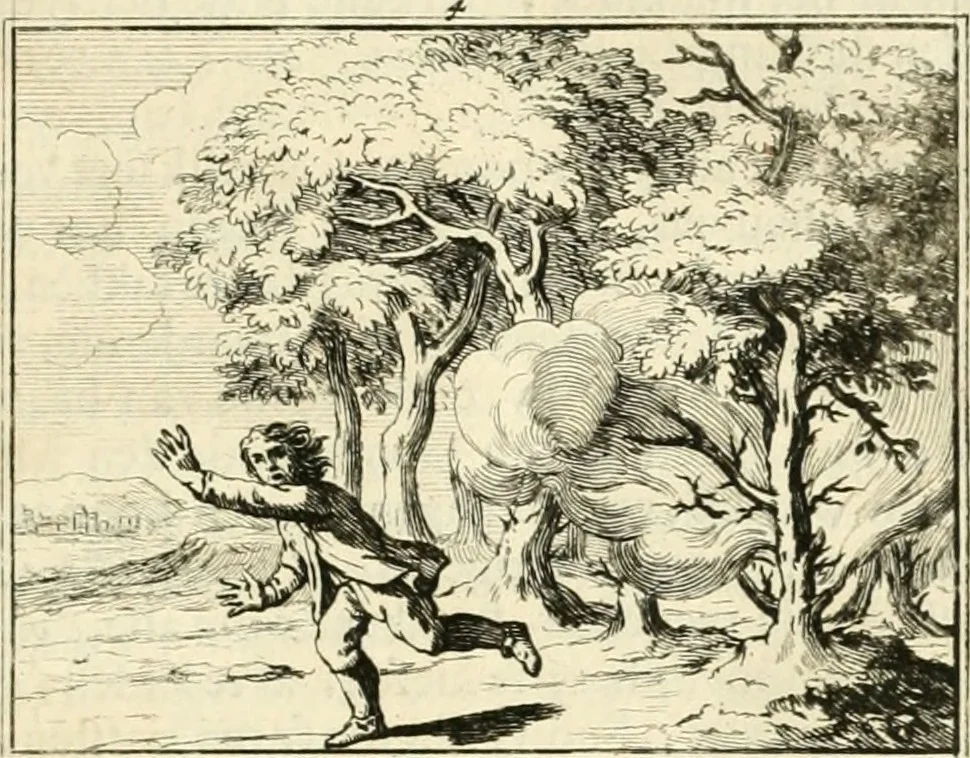 An illustration from Sinryke fabulen : verklaart en toegepast tot alderley zeede-lessen, dienstig om waargenoomen te werden in het menschelijke en burgerlijke leeven, 1685, leaf 42