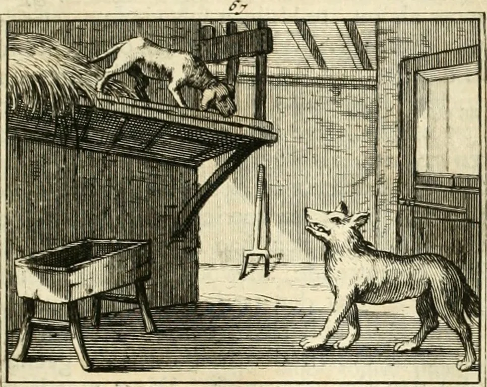 An illustration from Sinryke fabulen : verklaart en toegepast tot alderley zeede-lessen, dienstig om waargenoomen te werden in het menschelijke en burgerlijke leeven, 1685, leaf 422