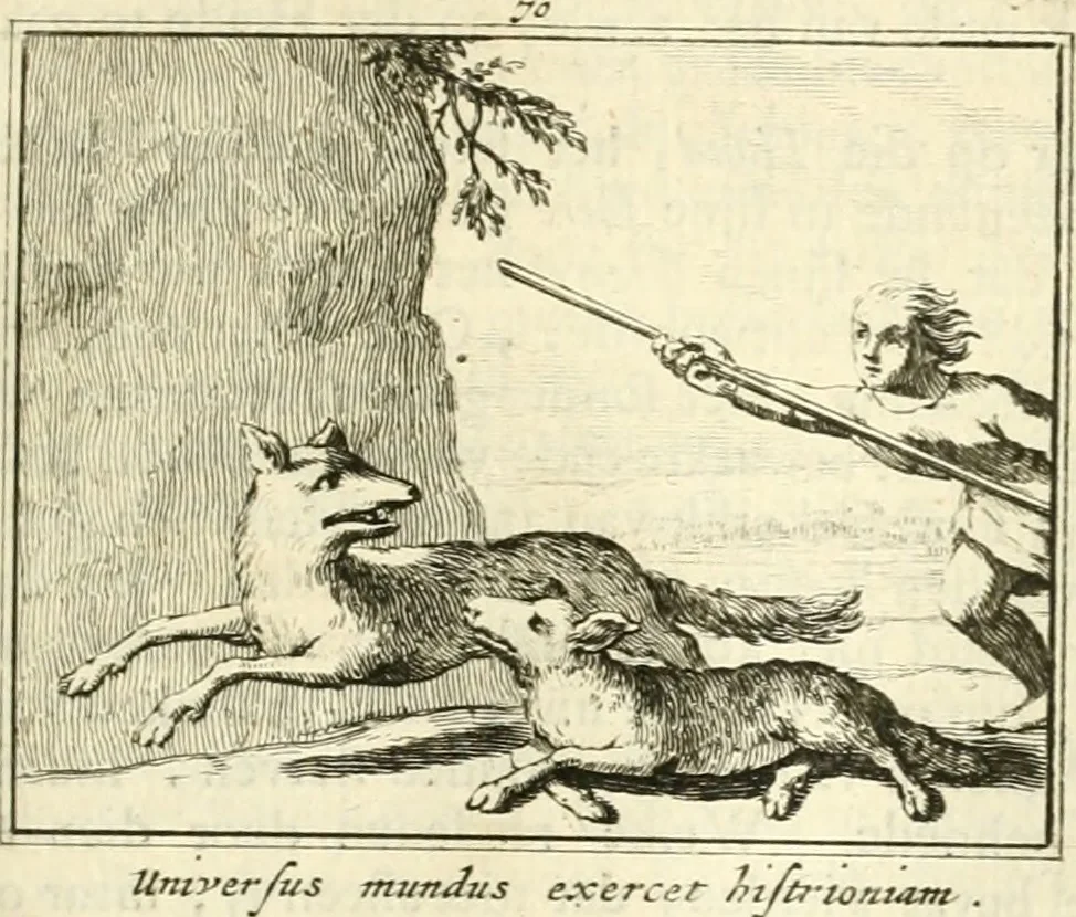An illustration from Sinryke fabulen : verklaart en toegepast tot alderley zeede-lessen, dienstig om waargenoomen te werden in het menschelijke en burgerlijke leeven, 1685, leaf 446