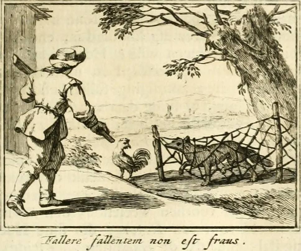 An illustration from Sinryke fabulen : verklaart en toegepast tot alderley zeede-lessen, dienstig om waargenoomen te werden in het menschelijke en burgerlijke leeven, 1685, leaf 464