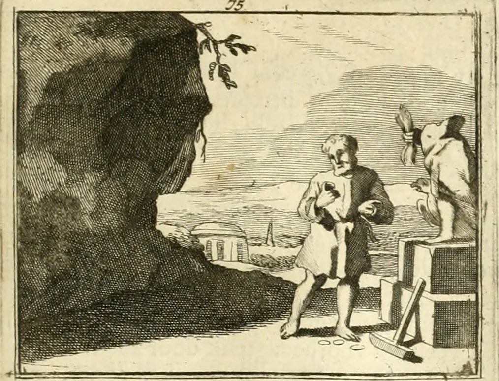 An illustration from Sinryke fabulen : verklaart en toegepast tot alderley zeede-lessen, dienstig om waargenoomen te werden in het menschelijke en burgerlijke leeven, 1685, leaf 490