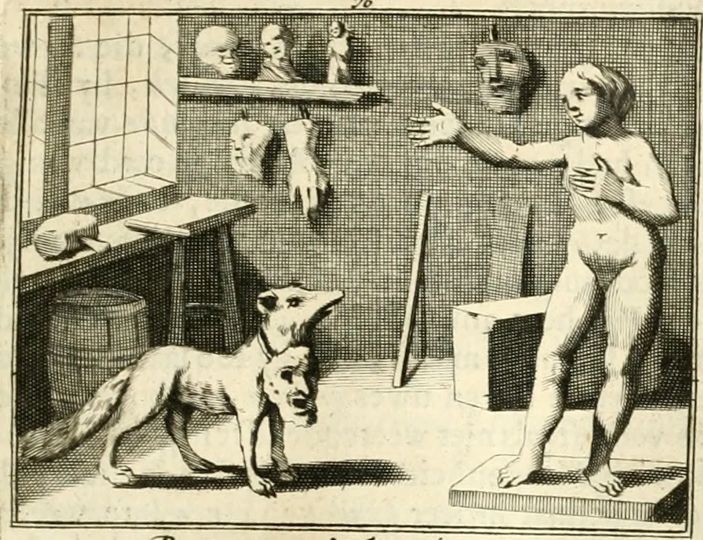 An illustration from Sinryke fabulen : verklaart en toegepast tot alderley zeede-lessen, dienstig om waargenoomen te werden in het menschelijke en burgerlijke leeven, 1685, leaf 498