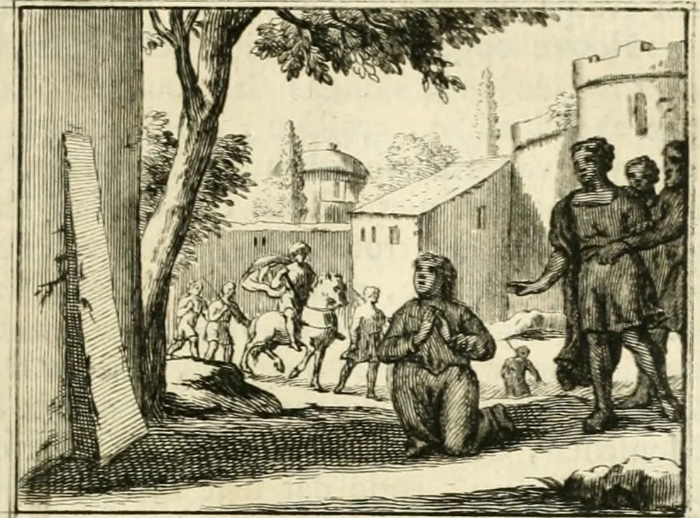 An illustration from Sinryke fabulen : verklaart en toegepast tot alderley zeede-lessen, dienstig om waargenoomen te werden in het menschelijke en burgerlijke leeven, 1685, leaf 80