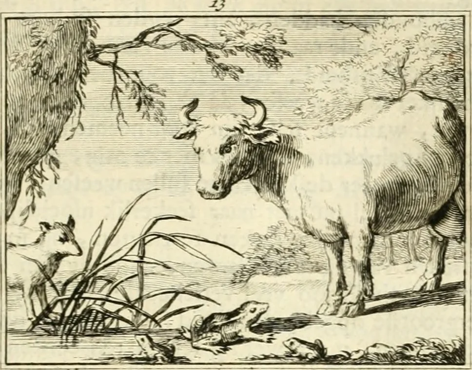 An illustration from Sinryke fabulen : verklaart en toegepast tot alderley zeede-lessen, dienstig om waargenoomen te werden in het menschelijke en burgerlijke leeven, 1685, leaf 86