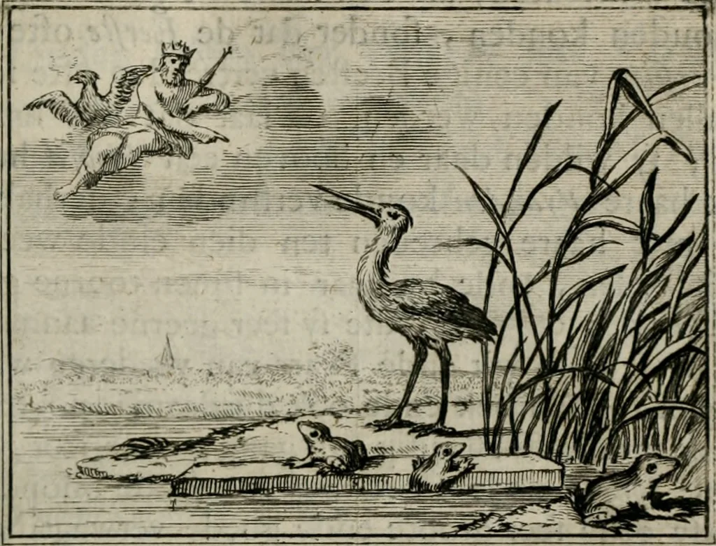 An illustration from Sinryke fabulen : verklaart en toegepast tot alderley zeede-lessen, dienstig om waargenoomen te werden in het menschelijke en burgerlijke leeven, 1685, leaf 114